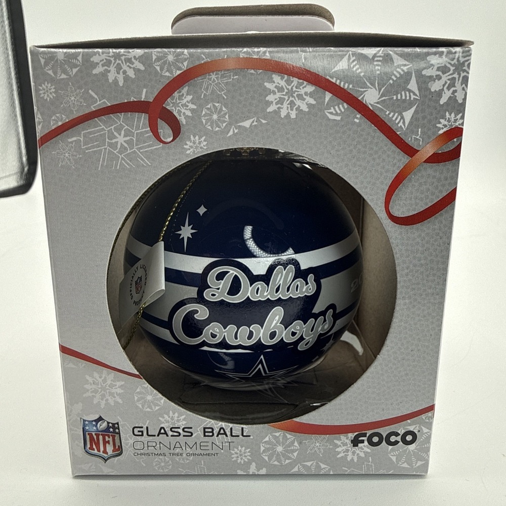Dallas Cowboys Glass Ball‎ Ornament One Size Blue NFL Football FOCO Christmas